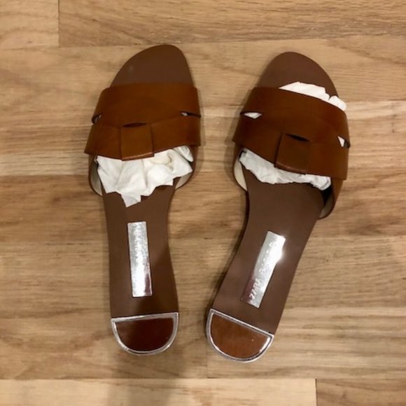 Zara Low Heeled Crossed Leather Sandals